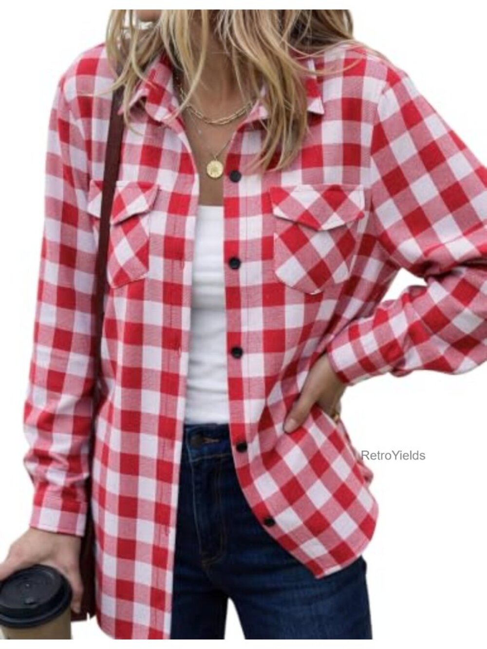 Plaid Flannel Shirt Oversized Button Down Long Sleeve Cotton Blouse